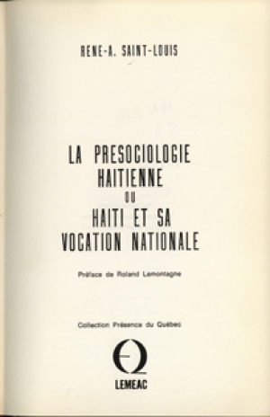 La présociologie haïtienne o...